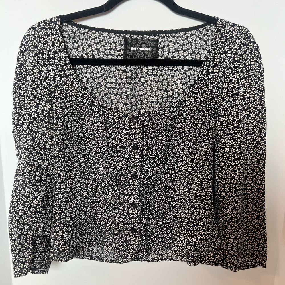 Reformation Black/White Floral Blouse